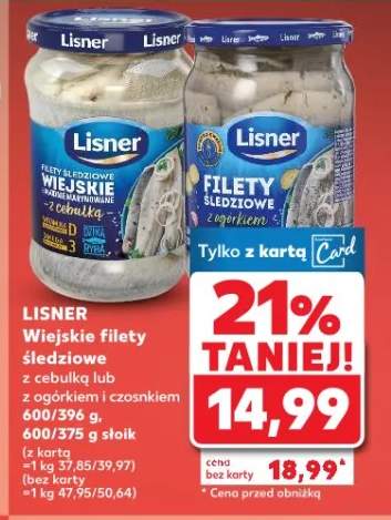 Filety Lisner wiejskie śledziowe z cebulką lub z ogórkiem i czosnkiem