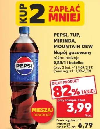 Napój gazowany różne rodzaje Pepsi, 7up, Mirinda, Mountain Dew