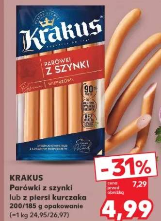 Parówki z szynki lub z piersi kurczaka