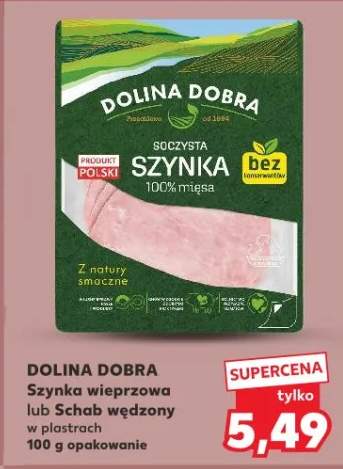 Szynka wieprzowa lub Schab wędzony w plastrach