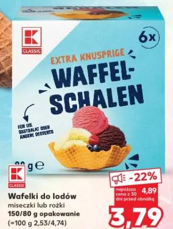 Wafelki do lodów mieszki różne rodzaje