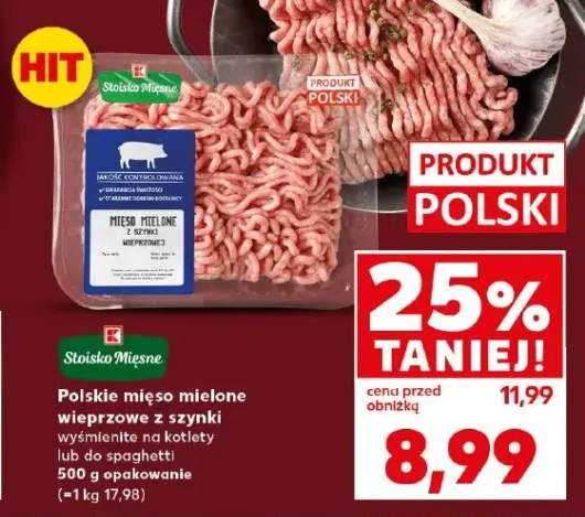 Polskie mięso mielone wieprzowe z szynki wymienianie na kotlety lub do spaghetti