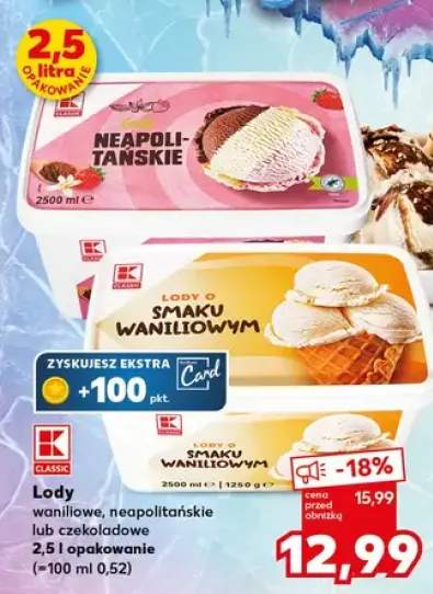 Lody waniliowe, neapolitańskie lub czekoladowe