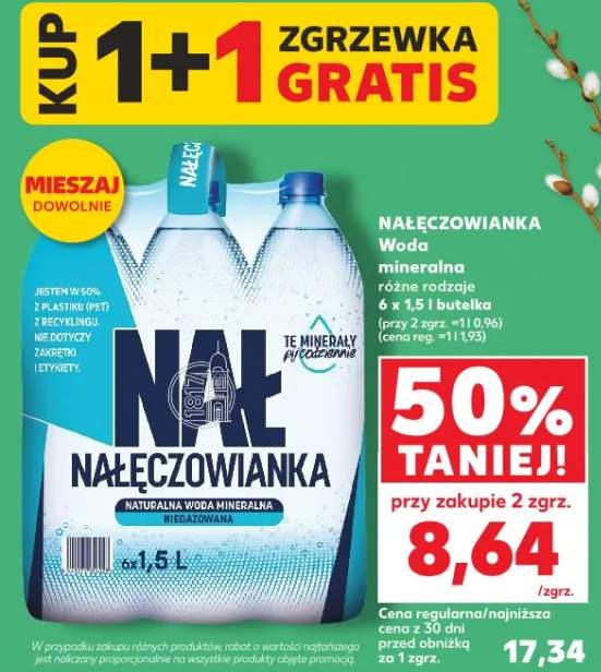 Woda mineralna różne rodzaje 6x1,5l butelka