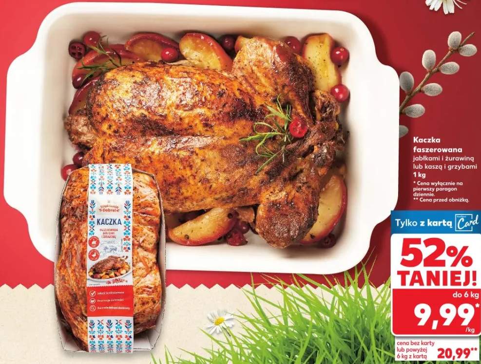 Kaczka faszerowana jabłkami i żurawiną lub kaszą i grzybami