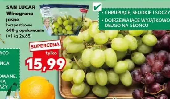 Winogrona jasne bezpestkowe