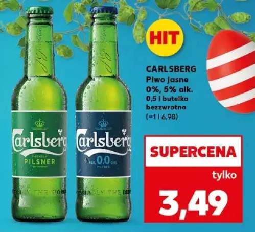 Piwo Carlsberg Pilsner jasne 0% lub 5% alk. bezwrotna
