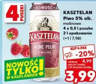 Piwo Kasztelan 5% alk. malinowe