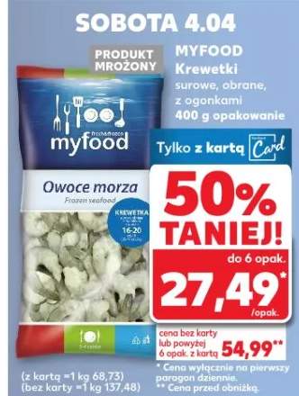 Krewetki surowe, obrane, z ogonem