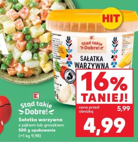 Sałatka warzywna z jajkiem lub groszkiem