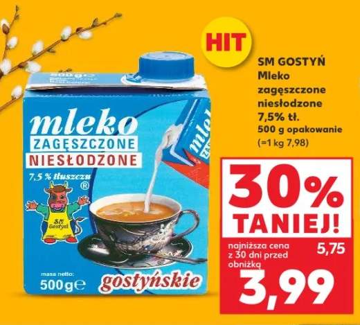 Mleko zagęszczone niesłodzone 7,5% tł.