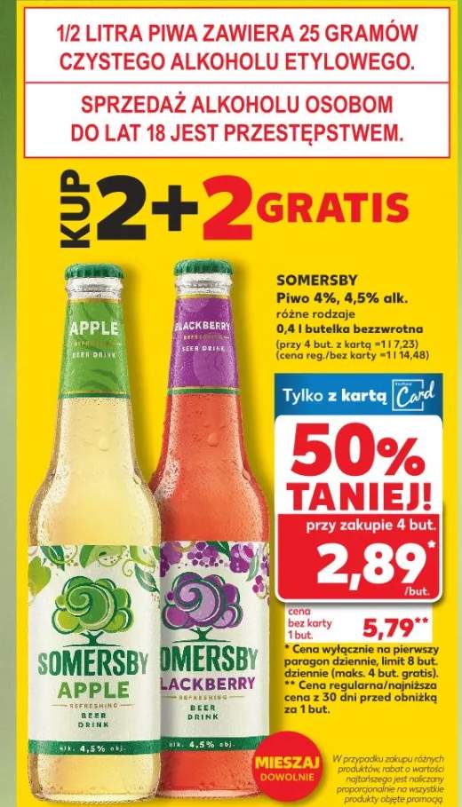Piwo Somersby Apple 4%, 4,5% alk. różne rodzaje