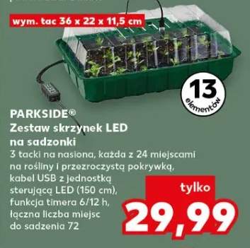 Zestaw skrzynek LED na sadzonki x tacki na nasiona, każda z 24 miejscami na rośliny i przezroczystą pokrywką, kabel USB z jednostką sterującą LED (150 cm), funkcja timera 6/12 h, łączna liczba miejsc do sadzenia 72