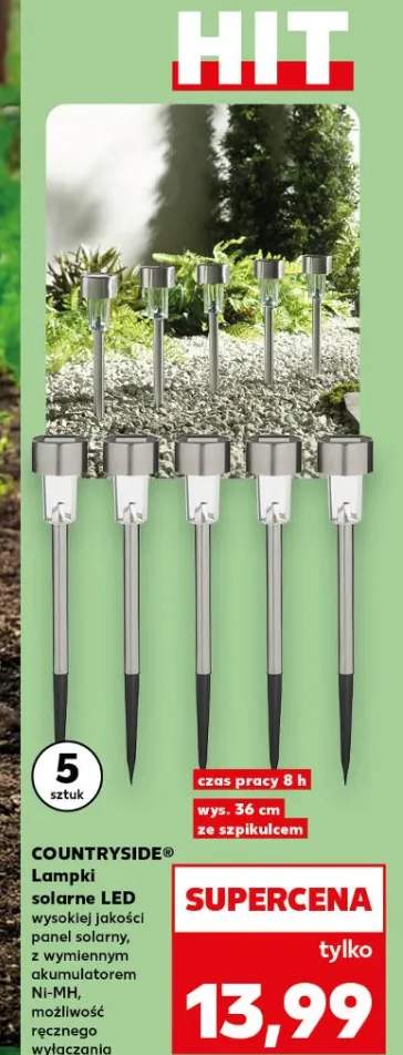 Lampki solarne LED wysokiej jakości panel solarny, z wewnętrznym akumulatorem Ni-MH, możliwość łatwego wyłączania