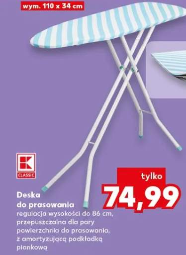 Deska do prasowania regulacja wysokości do 86 cm, przepuszczalna dla pary, powierzchnia do prasowania, z amortyzującą podkładką piankową