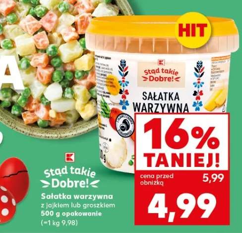 Sałatka warzywna z jajkiem lub groszkiem