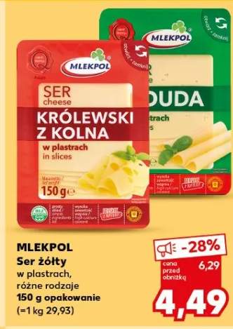 Ser żółty w plastrach, różne rodzaje