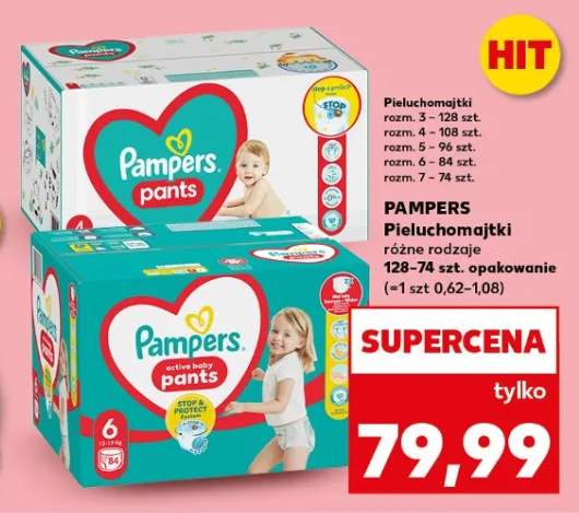 Pieluchomajtki różne rodzaje 128-74 szt. opakowanie