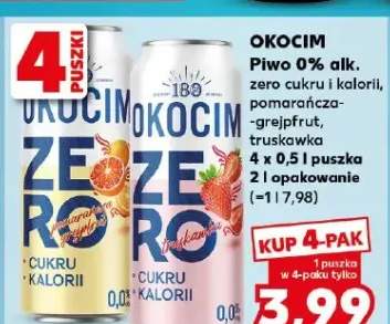 Piwo 0% alk. zero cukru i kalorii, pomarańcza-grejpfrut, truskawka