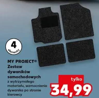 Zestaw dywaników samochodowych z wytrzymałego materiału, wzmocnienie dywanika po stronie kierowcy