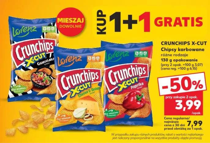 Chipsy karbowane różne rodzaje