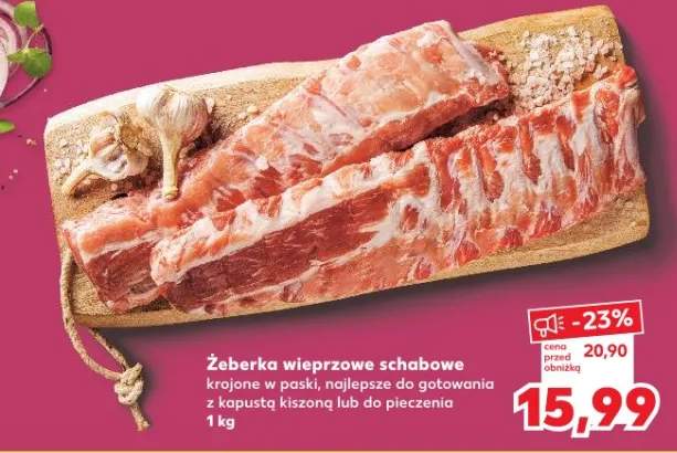 Żeberka wieprzowe schabowe krojone w paski, najlepsze do gotowania z kapustą kiszoną lub do pieczenia