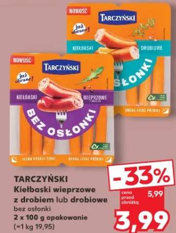 Kiełbaski wieprzowe z drobiem lub drobiowe