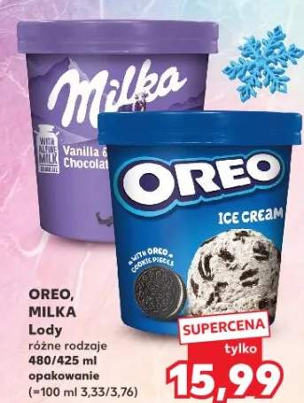 Lody Oreo, Milka różne rodzaje