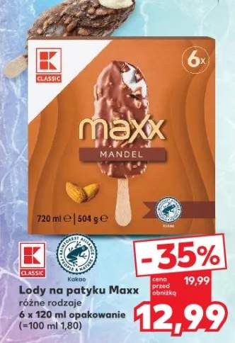 Lody na patyku Maxx różne rodzaje