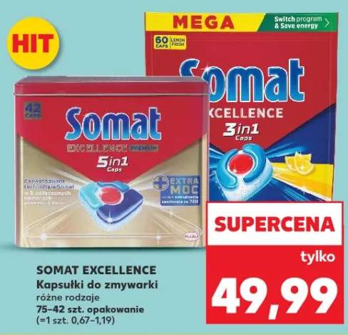Somat Excellence kapsułki do zmywarki różne rodzaje, 75-42szt. opakowanie