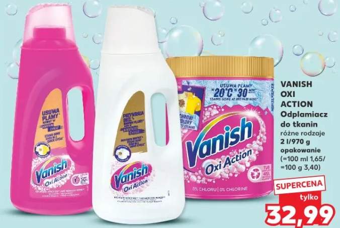 Vanish Oxi Action odplamiacz do tkanin różne rodzaje, 2l/970g opakowanie