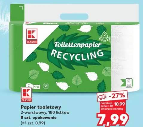 Papier toaletowy 2-warstwowy, 180 listków, 8szt. opakowanie