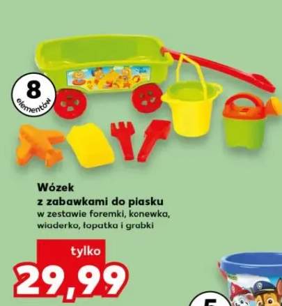 Wózek z zabawkami do piasku