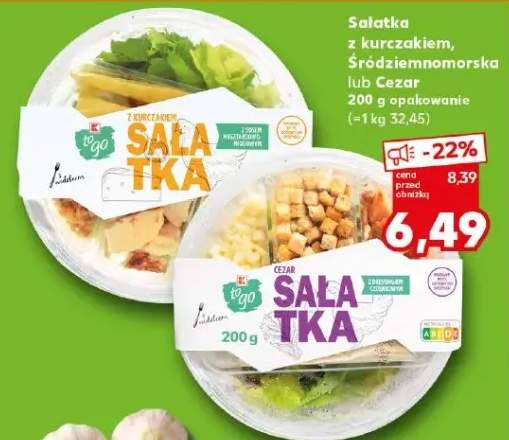 Sałatka z kurczakiem, śródziemnomorska lub Cezar opakowanie