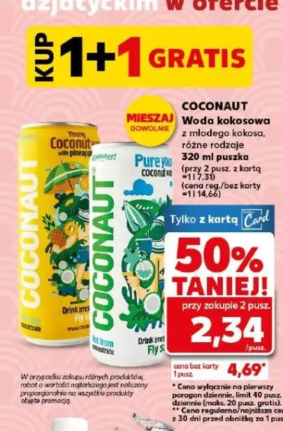 Woda kokosowa z młodego kokosa, różne rodzaje 320ml puszka