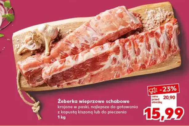 Żeberka wieprzowe schabone krajone w paski najlepsze do gotowania z kwaśną kiszoną lub do pieczenia