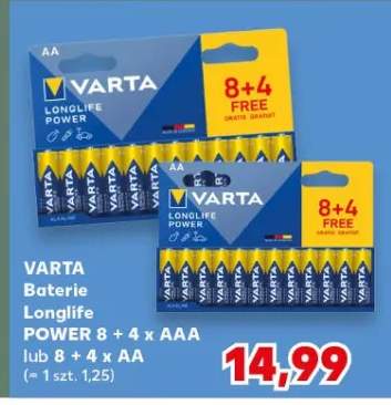 Baterie Longlife POWER 8 + 4 x AAA lub 8 + 4 x AA