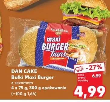 Bułki Maxi Burger z sezamem 4 x 75 g