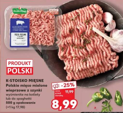 Polskie mięso mielone wieprzowe z szynki wyśmienite na kotlety lub do spaghetti