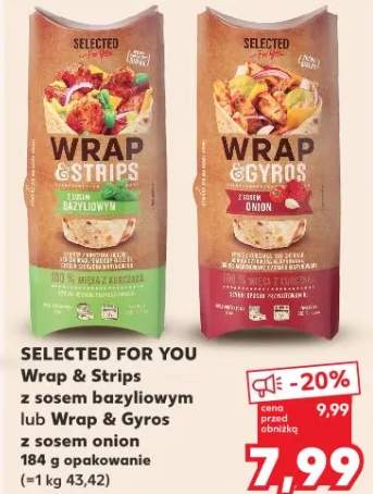 Wrap & Strips z sosem bazyliowym lub Wrap & Gyros z sosem onion