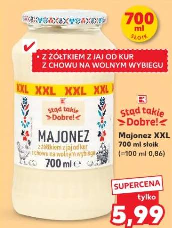 Majonez XXL z żółtkiem z jaj od kur z chowu na wolnym wybiegu