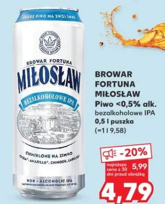 Piwo bezalkoholowe IPA Browar Fortuna Miłosław <0,5% alk.