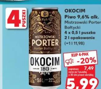 Piwo Okocim Mistrzowski Porter Bałtycki 9,6% alk.