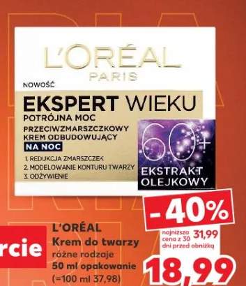 Krem do twarzy L'Oréal Ekspert Wieku potrójną moc przeciwzmarszczkowy krem odbudowujący na noc