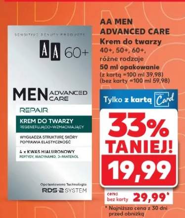 Krem do twarzy AA Men Advanced Care 40+, 50+, 60+ różne rodzaje