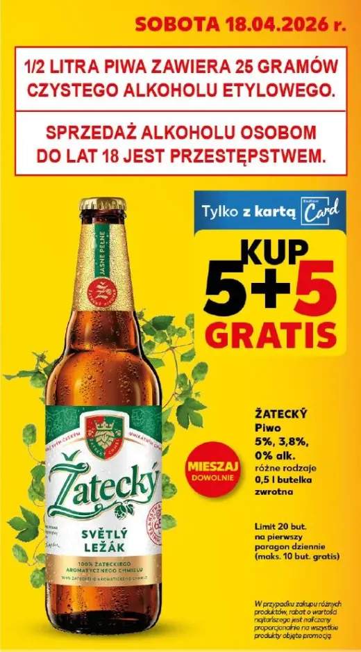 Piwo Světlý Ležák 5%, 3,8%, 0% alk. różne rodzaje 0,5 l butelka zwrotna