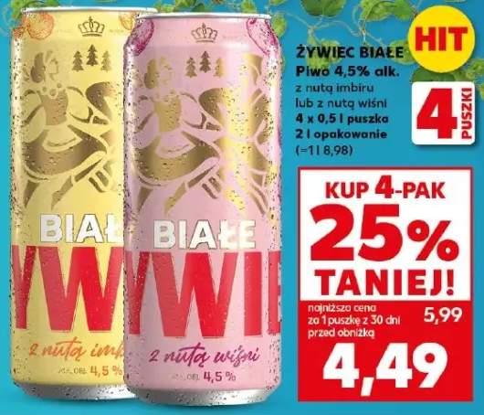 Piwo 4,5% alk. z nutą imbiru lub z nutą wiśni