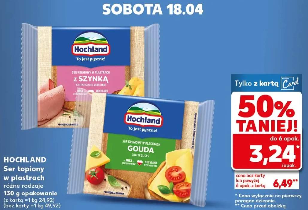 Ser topiony w plastrach różne rodzaje z szynką