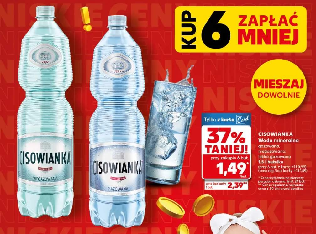 Woda mineralna gazowana, niegazowana, lekko gazowana 1.5l butelka