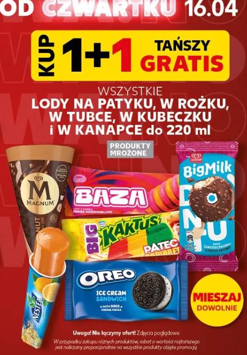 Lody na patyku, w rożku, w tubce, w kubeczku i w kanapce do 220ml